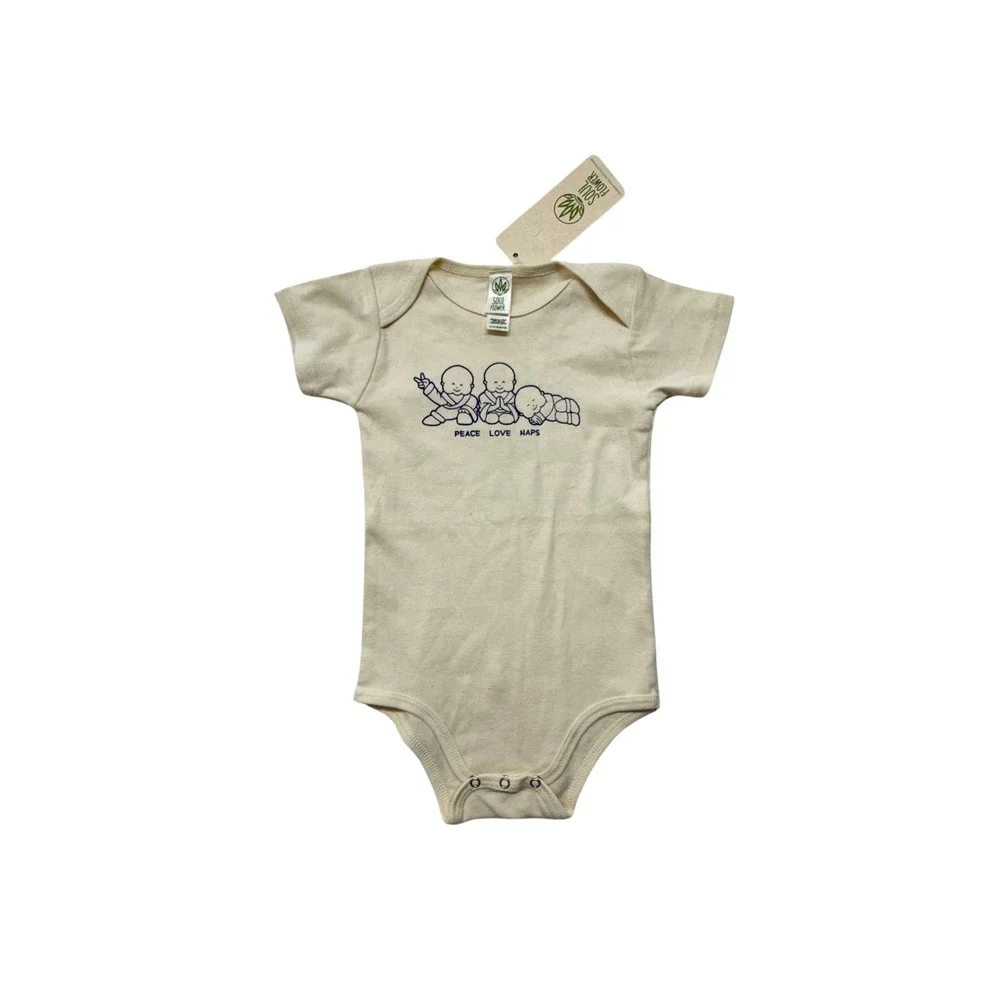 Soul Flower 100% Organic Cotton Baby Bodysuit Cream 12-18 Months NWT New